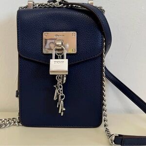 DKNY Crossbody Navy Blue Leather Handbag 7.5” Wide